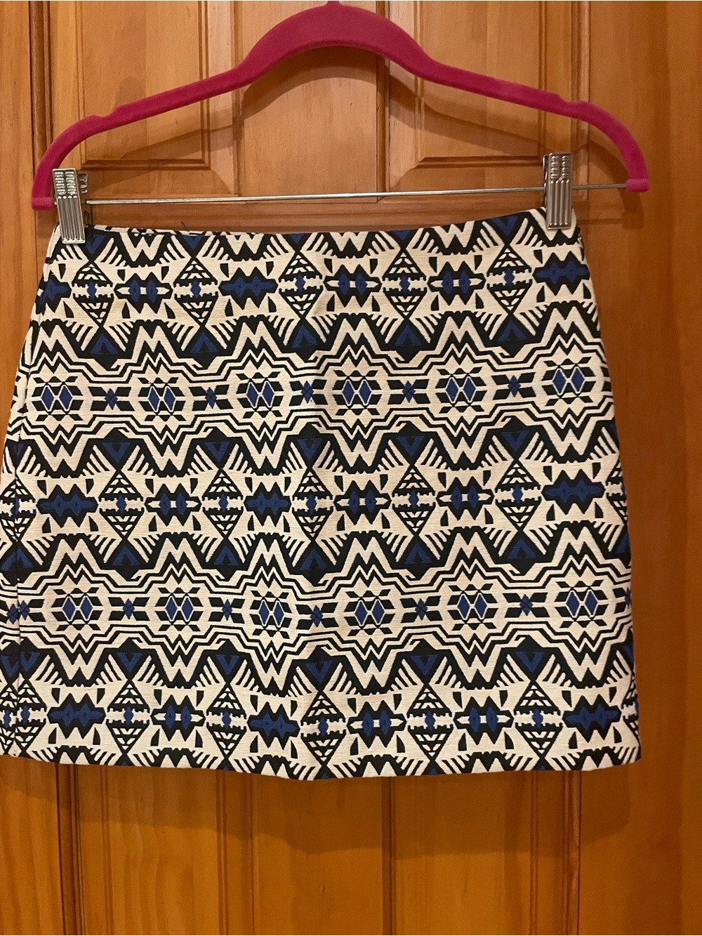 H&M Blue and Cream Aztec Mini Skirt
